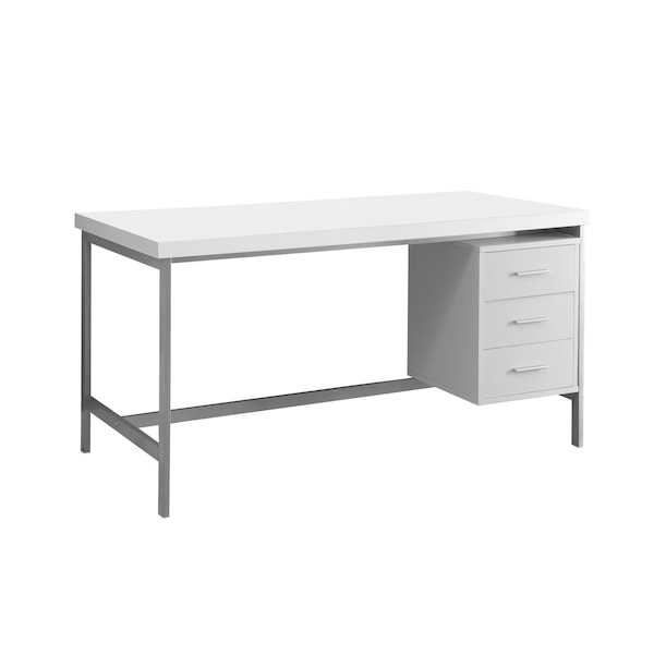 Computer Desk, Home Office, Laptop, Left, Right Set-up, Storage Drawers, 60"L, Work, Metal, White